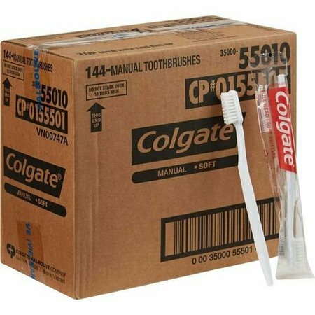 COLGATE-PALMOLIVE CO Toothbrush, Full Head, Soft Bristles, Individ Wrap, 14MI, 144PK CPC61034595